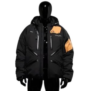 Oversized Techwear Puffer Jacket – Black Utility Streetwear